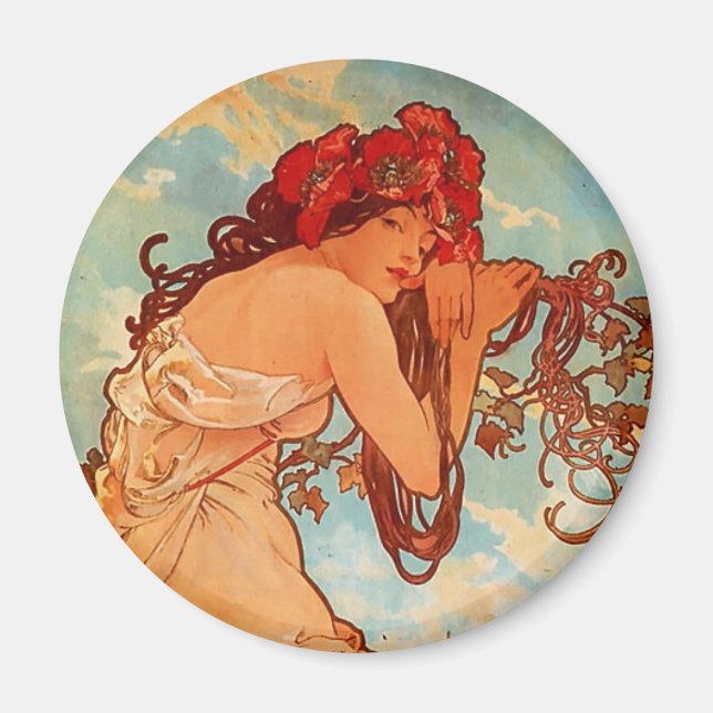 Alphons Mucha Summer Magnet (Framsidan)