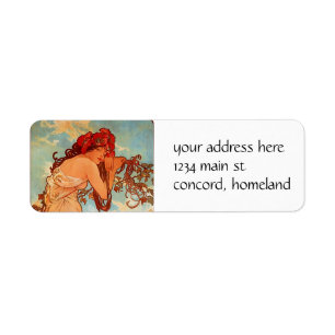 Alphons Mucha Summer Returadress Etikett