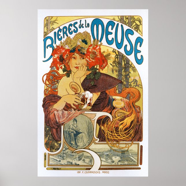 Alphonse (Alfons) Mucha: Bieres de la Meuse (2) Poster (Framsidan)