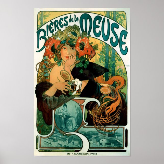 Alphonse (Alfons) Mucha - Bieres de la Meuse Poster (Framsidan)