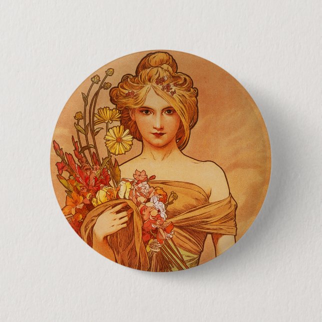 Alphonse (Alfons) Mucha Bouquet Knapp (Framsida)