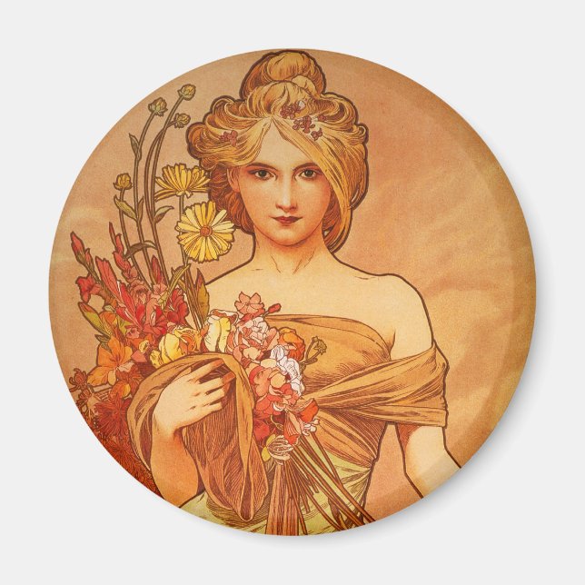 Alphonse (Alfons) Mucha Bouquet Magnet (Framsidan)