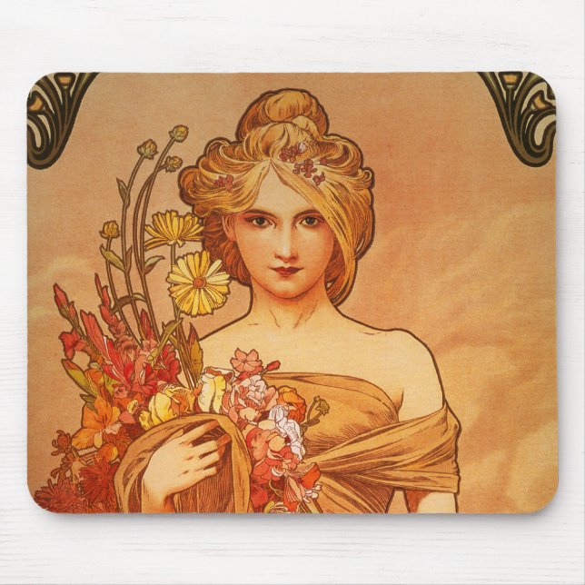 Alphonse (Alfons) Mucha Bouquet Mousepad Musmatta (Framsidan)