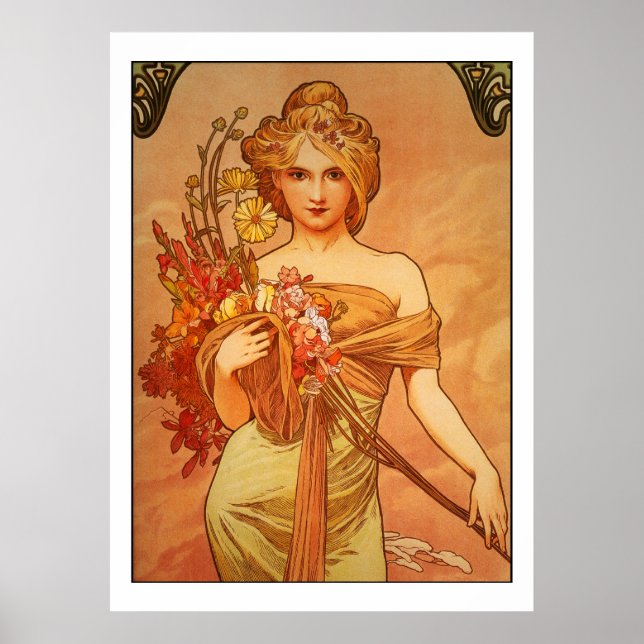 Alphonse (Alfons) Mucha Bouquet Poster (Framsidan)