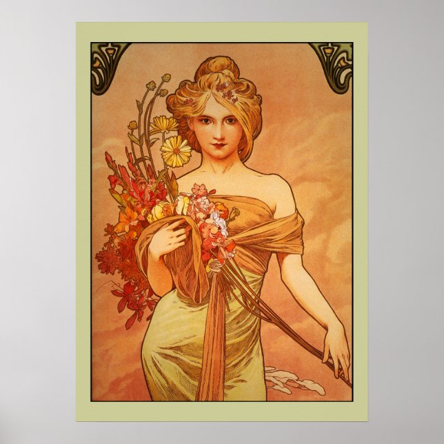 Alphonse (Alfons) Mucha Bouquet Poster (Framsidan)