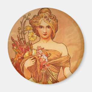 Alphonse (Alfons) Mucha bukett Magnet