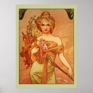 Alphonse (Alfons) Mucha bukettaffisch Poster