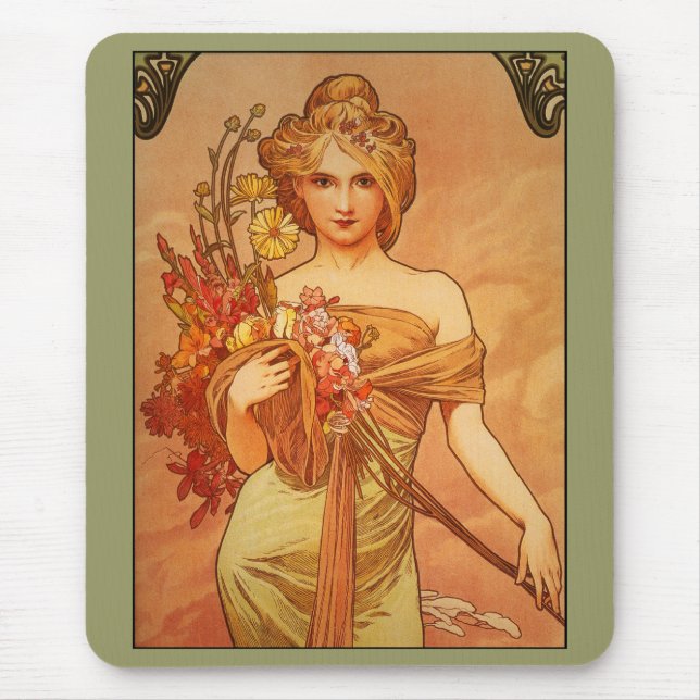 Alphonse (Alfons) Mucha Buquet Mousepad Musmatta (Framsidan)