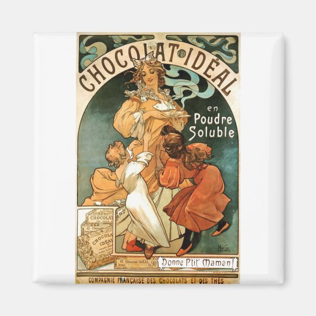 Alphonse (Alfons) Mucha Chocolat Ideal Magnet (Framsidan)
