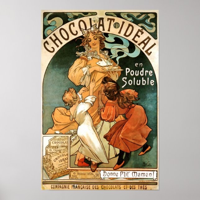Alphonse (Alfons) Mucha Chocolat Ideal Poster (Framsidan)