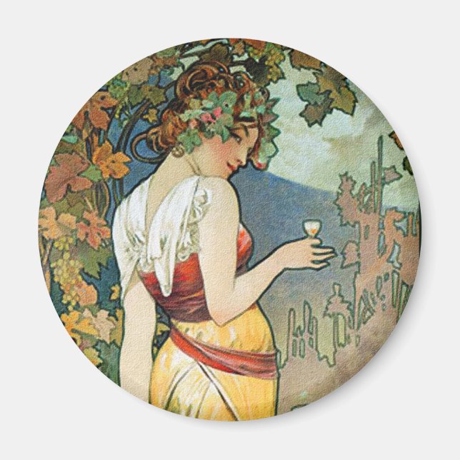 Alphonse (Alfons) Mucha: Cognac - Art nouveau Magnet (Framsidan)