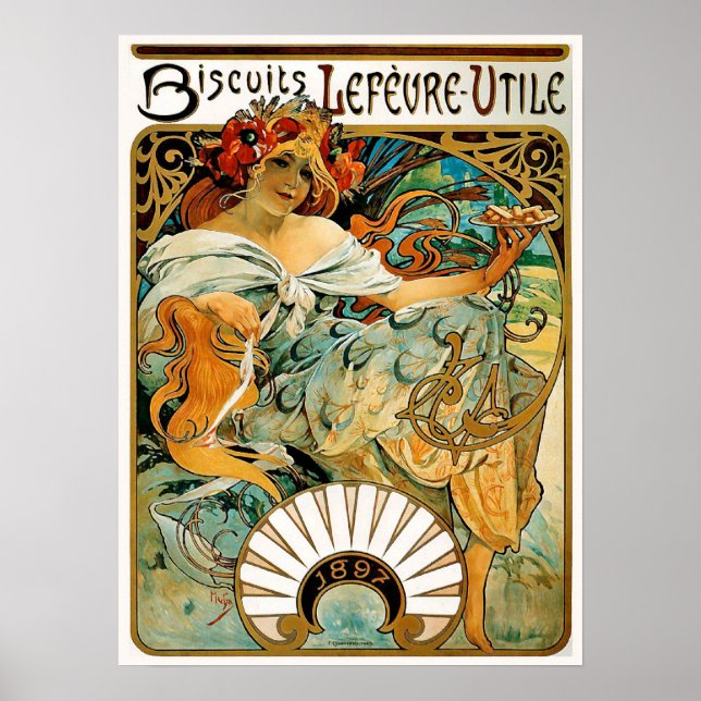 Alphonse (Alfons) Mucha Poster: Biscuits Lefevre Poster (Framsidan)