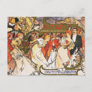 Alphonse (Alfons) Mucha-vykort: Amants Vykort