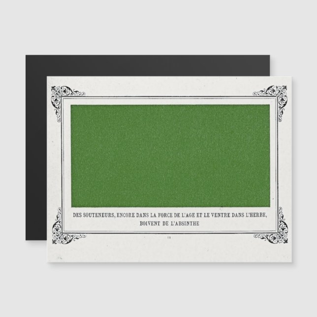 Alphonse Allais, April Fools, Grönt, Abstrakt Art Magnetisk Inbjudningskort (Fram/baksida)