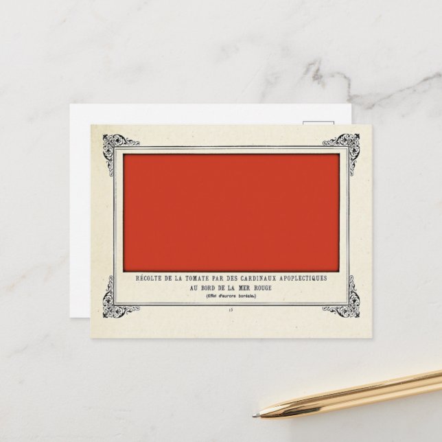 Alphonse Allais, Aprilskämt, Röd, Abstrakt Konst Vykort (Fram/Back In Situ)