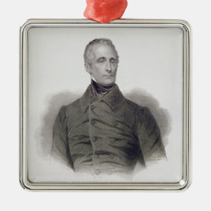 Alphonse de Lamartine som inristas av Pierre Pelee Julgransprydnad Metall
