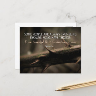 Alphonse Karr Inspirational Quote "Ro & thorns" Vykort