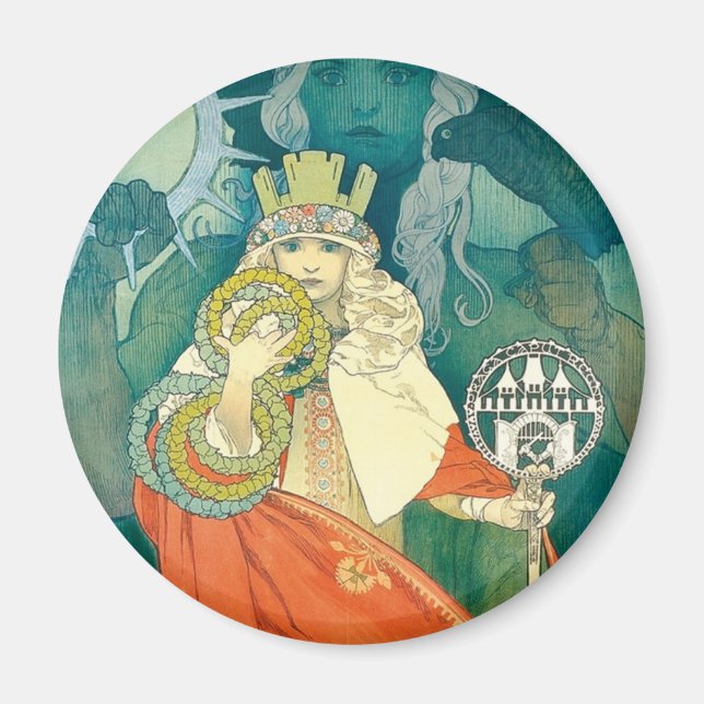 Alphonse Maria Mucha ~ Art nouveau Magnet (Framsidan)