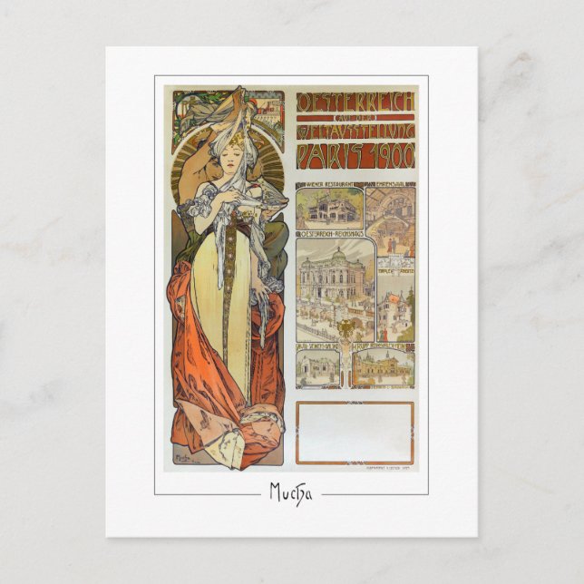 Alphonse Mucha #128 - Finkonst Postkort Vykort (Framsida)
