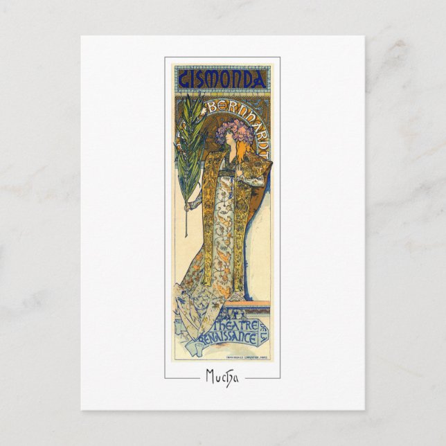 Alphonse Mucha #198 - Finkonst Postkort Vykort (Framsida)