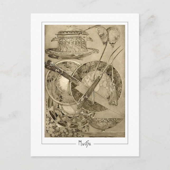 Alphonse Mucha #210 - Finkonstpostkort Vykort (Framsida)