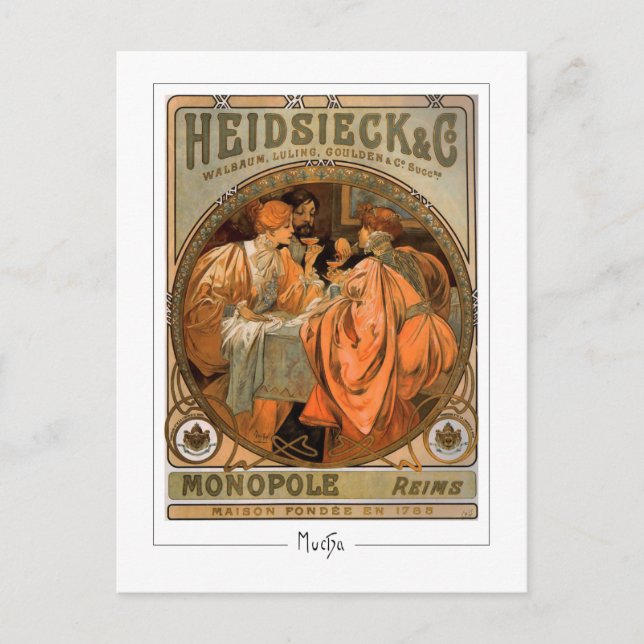 Alphonse Mucha #218 - Finkonst Postkort Vykort (Framsida)