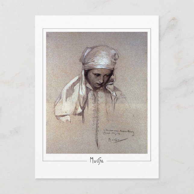 Alphonse Mucha #261 - Finkonstkort Vykort (Framsida)