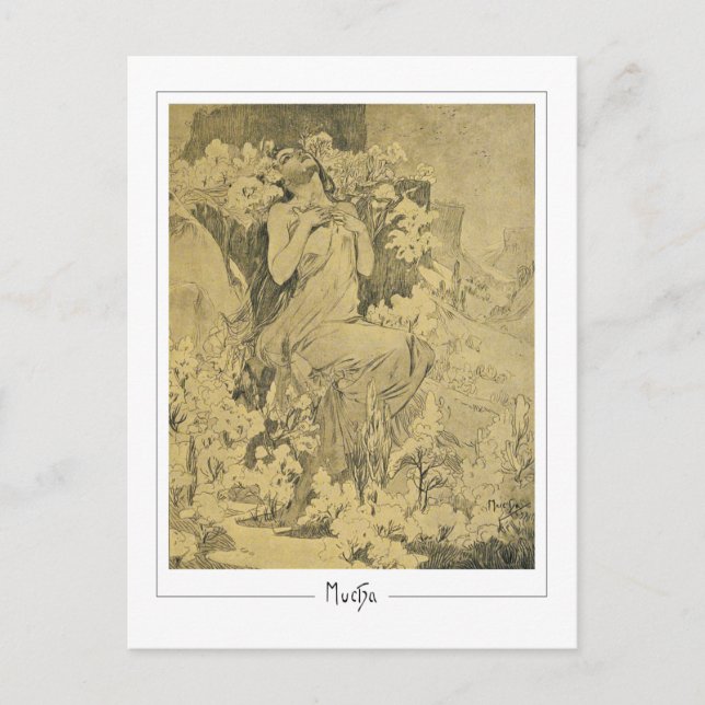 Alphonse Mucha #285 - Finkonstpostkort Vykort (Framsida)