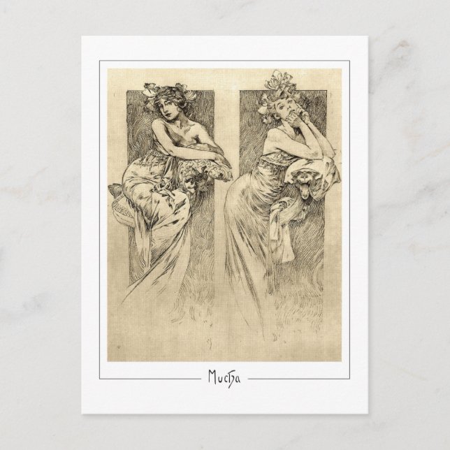 Alphonse Mucha #49 - Finkonstkort Vykort (Framsida)