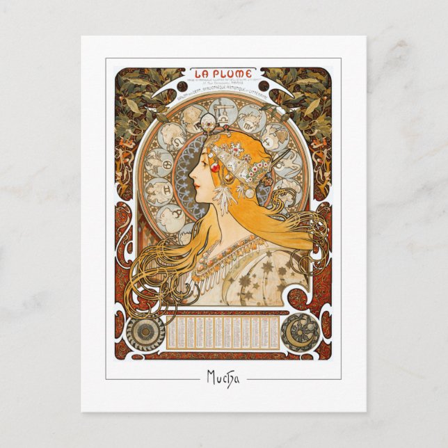 Alphonse Mucha #73 - Finkonst Postkort Vykort (Framsida)