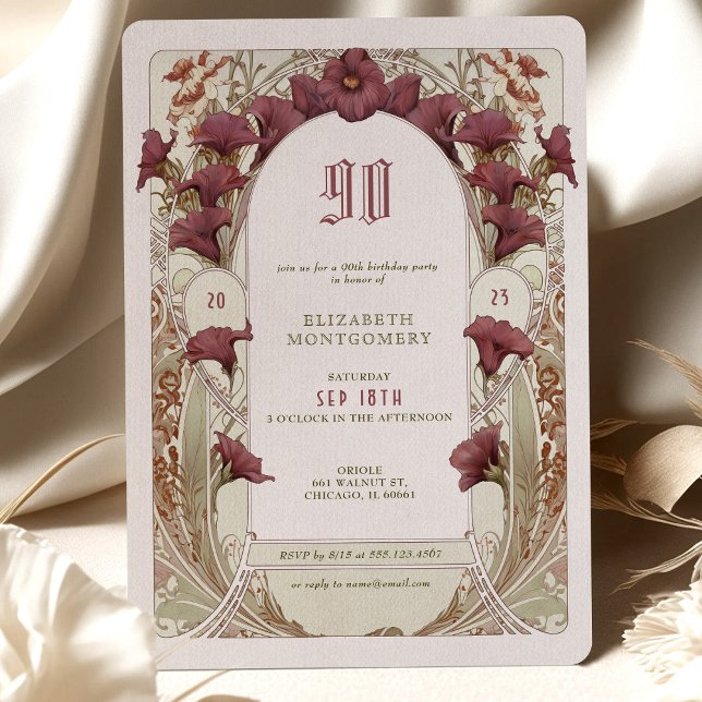 Alphonse Mucha 90:e Birthday Art nouveau Foliage Inbjudningar (Skapare uppladdad)