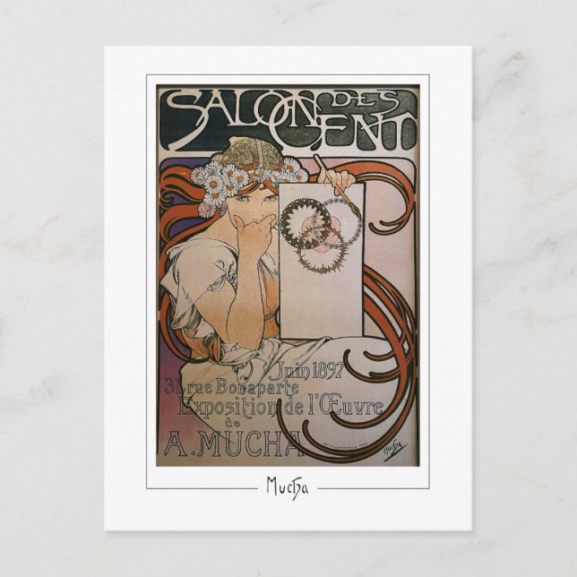 Alphonse Mucha #93 - Finkonstpostkort Vykort (Framsida)