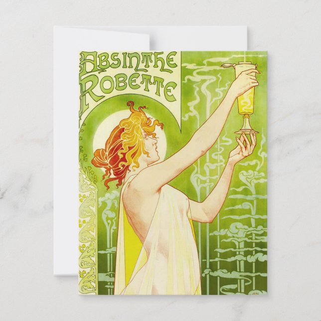 Alphonse Mucha Absinthe Robette Inbjudningar (Framsida)