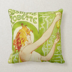 Alphonse Mucha Absinthe Robette Pillow Kudde