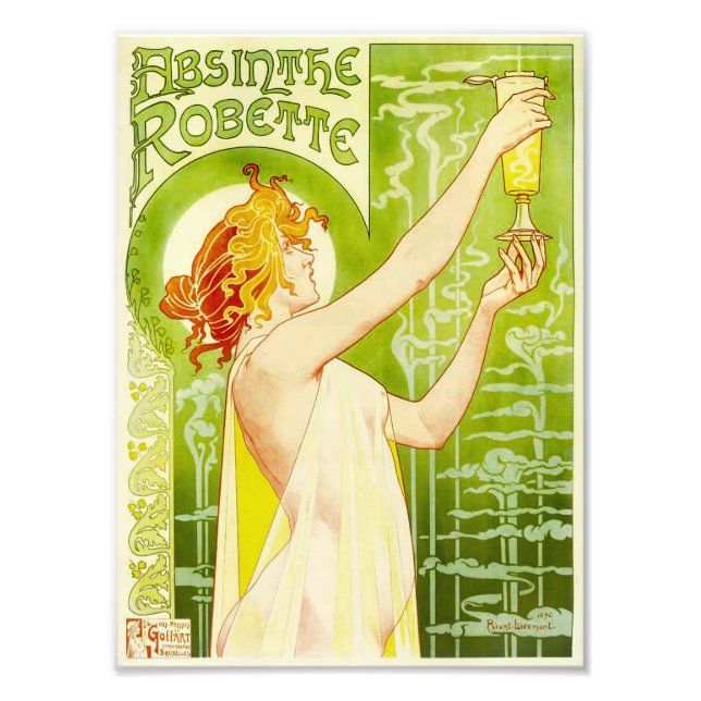 Alphonse Mucha Absinthe Robette Print Fototryck (Framsidan)