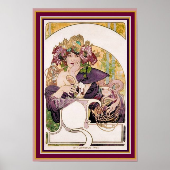 Alphonse Mucha Ad Poster - Chocolat Ideal 13 x 19 (Framsidan)