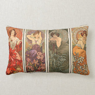Alphonse Mucha ädelstenar dämpar Lumbarkudde