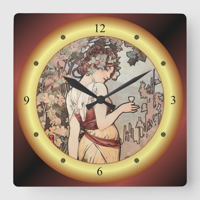 Alphonse Mucha ~ Affiche Cognac ~ Cognac Ad ~ 1899 Fyrkantig Klocka (Framsida)