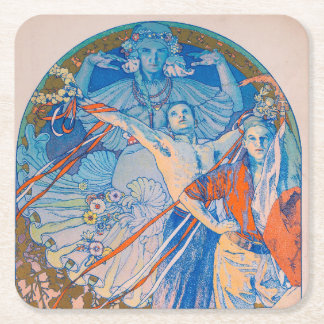 Alphonse Mucha-affisch för Sokol-festivalen (1926) Underlägg Papper Kvadrat