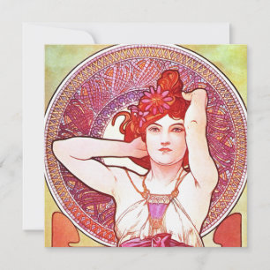 Alphonse Mucha Amethyst Blommigt Vintage Art nouve
