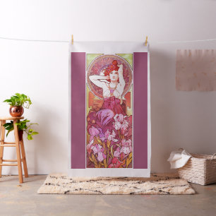 Alphonse Mucha Amethyst Blommigt Vintage Art nouve Tyg