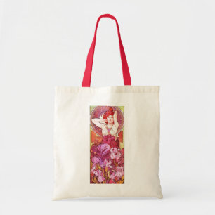 Alphonse Mucha Amethyst Blommigt Vintage Art nouve Tygkasse
