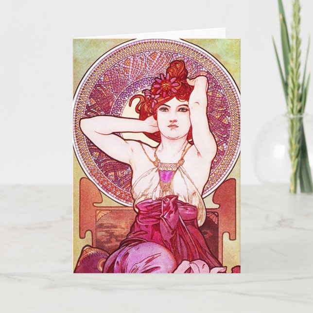 Alphonse Mucha Amethyst hälsningkort Kort (Framsida)