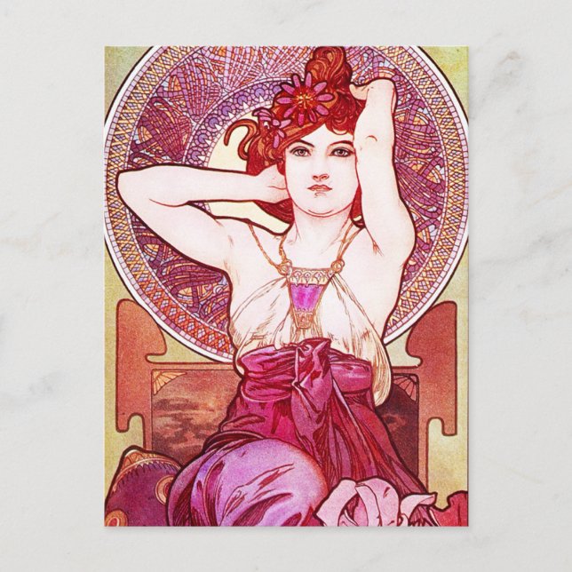 Alphonse Mucha Amethyst Postcard Vykort (Framsida)