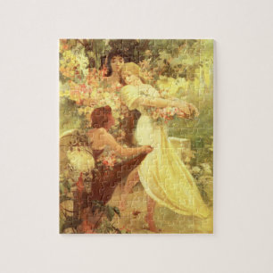 Alphonse Mucha ande av vårpussel Pussel