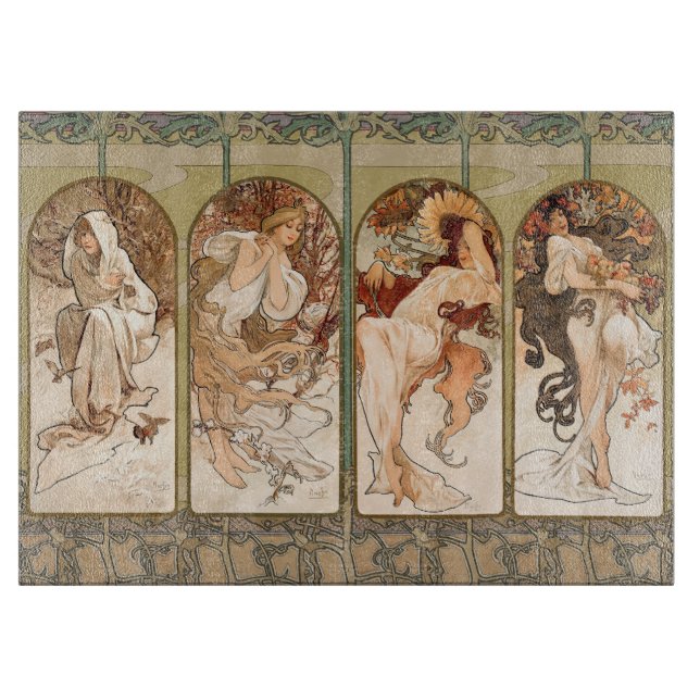 Alphonse Mucha Årstidarna 1897 Art Nouveau Panel (Framsidan)