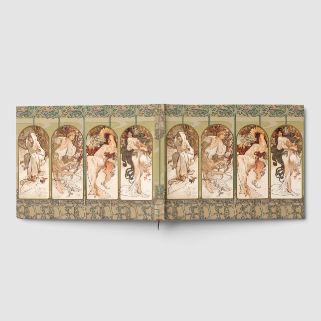 Alphonse Mucha Årstidarna 1897 Art Nouveau Panel Gästböcker (Full)