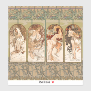 Alphonse Mucha Årstidarna 1897 Art Nouveau Panel Klistermärken
