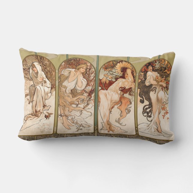 Alphonse Mucha Årstidarna 1897 Art Nouveau Panel Lumbarkudde (Baksida)