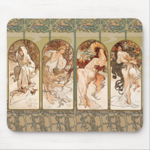 Alphonse Mucha Årstidarna 1897 Art Nouveau Panel Musmatta
